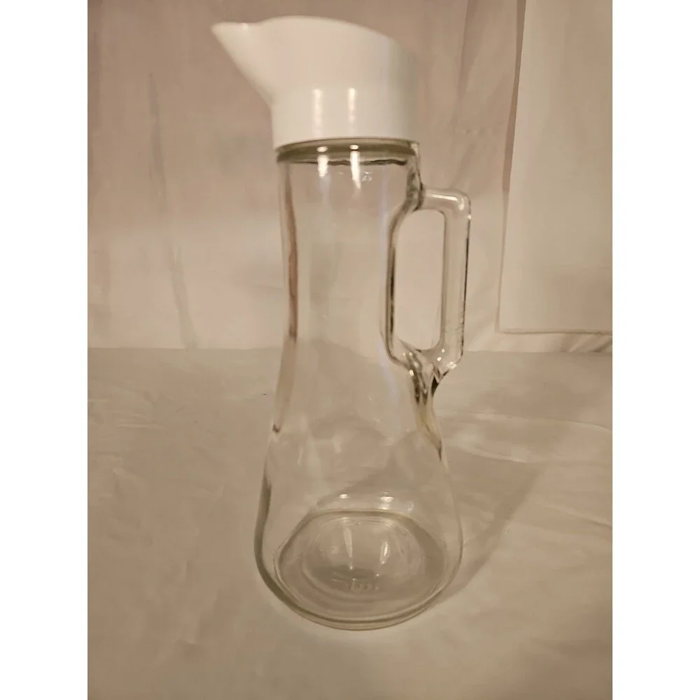 Vintage Glass Jug with Plastic Screw Lid and glass handle 10